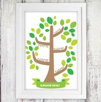 Family Names on Branched Personalised Baby Poster