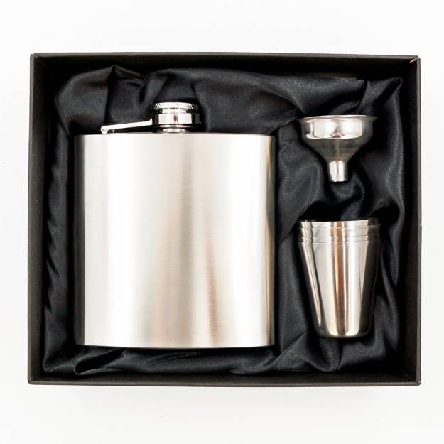 Hip Flask with 4 Cups and Funnel - Personalised
