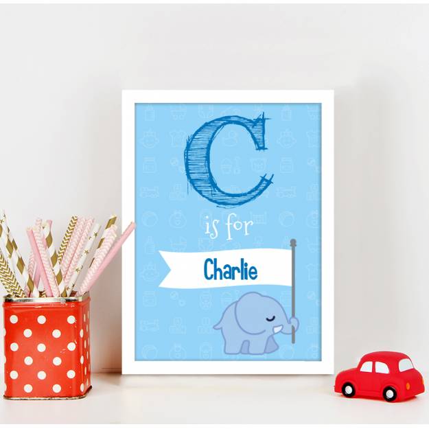 Letter & Name - Blue - Personalised Poster