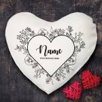 Flowers Design Heart Shaped Cushion