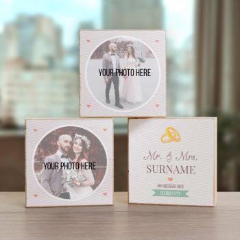 Mr. and Mrs. Personalised Wooden Photo Blocks