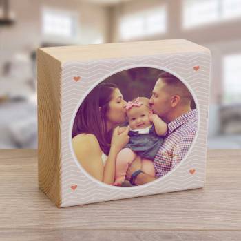 Personalised Wooden Photo Blocks - Hearts 4x4