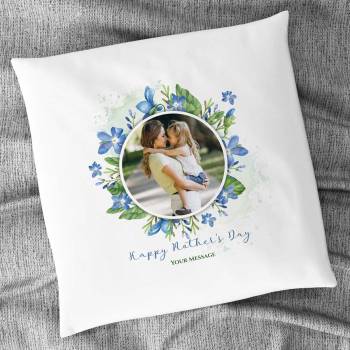 Happy Mother's Day Blue Flowers Personalised Cushion Square