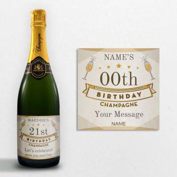 Name's Age Birthday Personalised Champagne