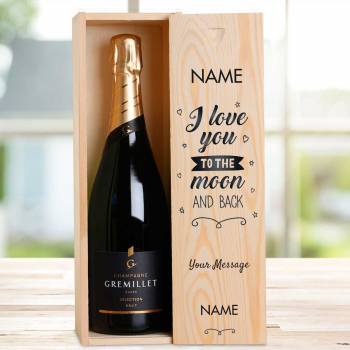 I Love You To The Moon And Back Any Name And Message - Personalised Single Champagne Box