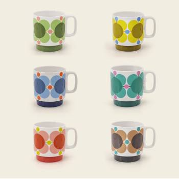 Tipperary Orla Kiely Set of 6 Atomic Flower Mugs