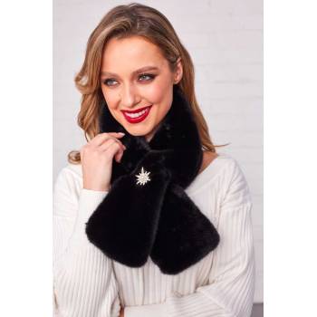 Faux Fur Collar With Luxury Diamante Brooch