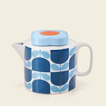 Tipperary Crystal Orla Kiely Block Flower Navy Tea Pot