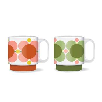 Tipperary Crystal Orla Kiely Atomic Flower Bubblegum/Basil Set of 2 Mugs