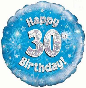 Happy 30th Blue Birthday Balloon in a Box