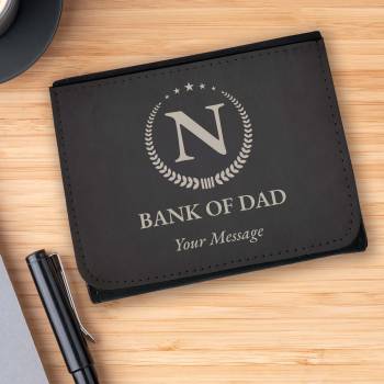 Any Initial Bank of Dad Wallet - Black
