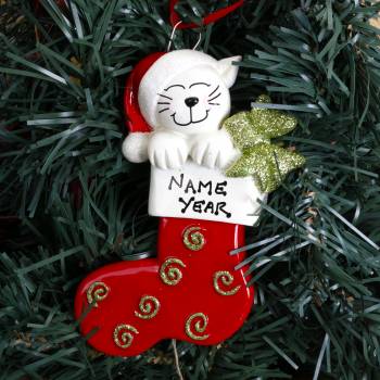 Personalised Christmas Ornament - Cat Stocking