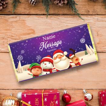 Any Message Santa's Friends Personalised Chocolate Bar
