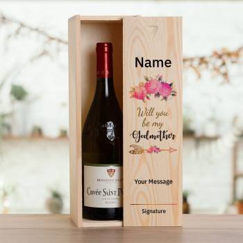 Will you be my Godmother? Personalised Wooden Single Wine Box