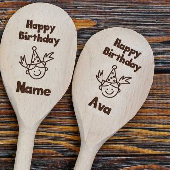 Any Name's Happy Birthday Girl - Personalised Wooden Spoon