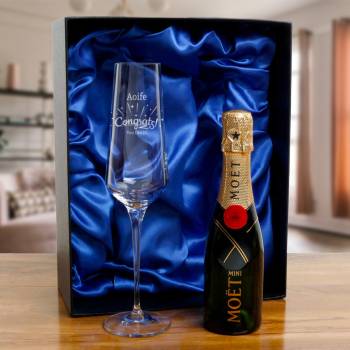 Any Name, Congrats - Personalised Crystal Flute with Snipe Bottle in Gift Box