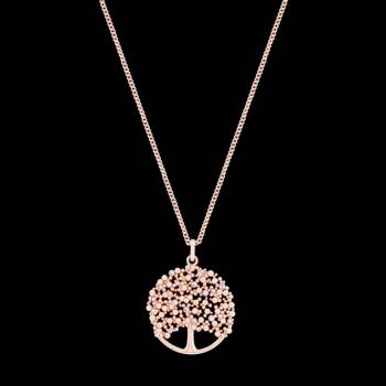 Tipperary Crystal Tree of Life Rose Gold With Silver Leaves Pendant
