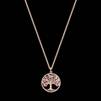 Tipperary Crystal Tree of Life Bead Circle With Blue CZ Rose Gold Pendant