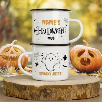 Name's Halloween Mug, Spooky Juice - Personalised Enamel Mug