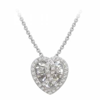Tipperary Crystal Silver Heart Pendant With Clear Stone