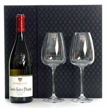 Set of 2 White Wine Glasses with Wine in Gift Box from Tipperary Crystal