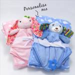 Personalised Baby Blanket & Comforter Set - Bunny & Puppy