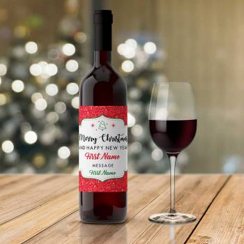 Merry Christmas Design 1 Personalised Wine