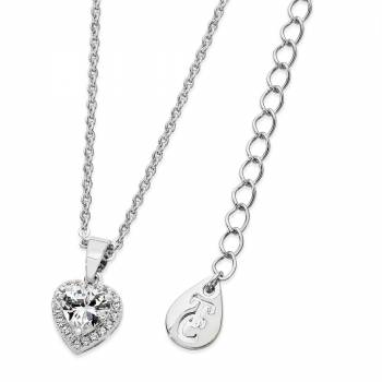 Diamante Heart Drop Silver Pendant