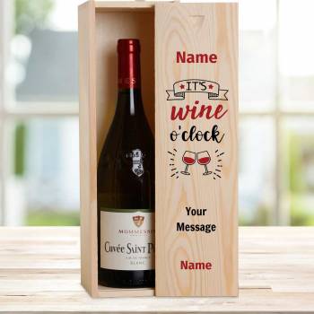 It's Wine O'Clock Personalised Wooden Single Wine Box