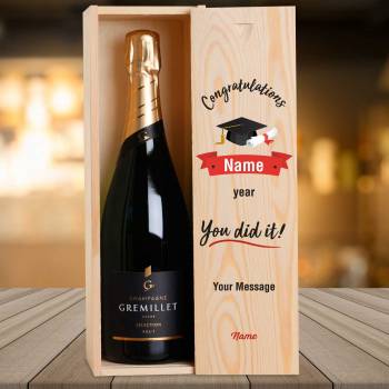 Congratulations You Did It! Graduation Personalised Single Wooden Champagne Box