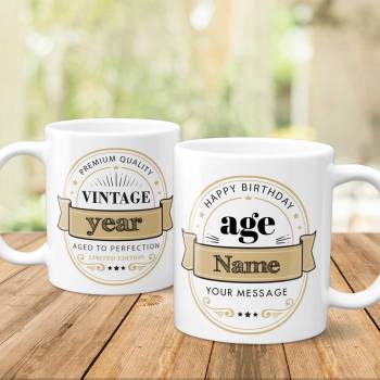 Happy Birthday Vintage - Personalised Mug