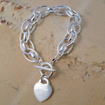 Silver Plated Bracelet with Heart Charm