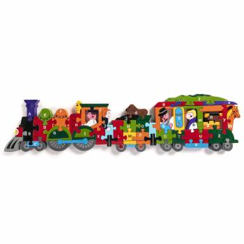 Handcrafted Alphabet Train Wooden Jigsaw Puzzle