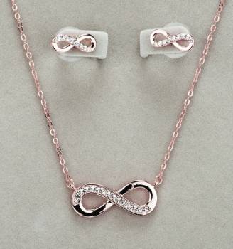 Rose Gold Infinity Necklace & Earrings Set - Newgrange Living