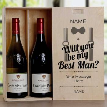 Will You Be My Best Man? Suit - Personalised Wooden Double Wine Box