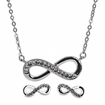 Silver Infinity Necklace & Earrings Set - Newgrange