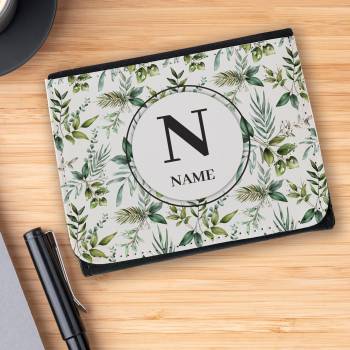 Initial and Name Leaves Wallet - Black