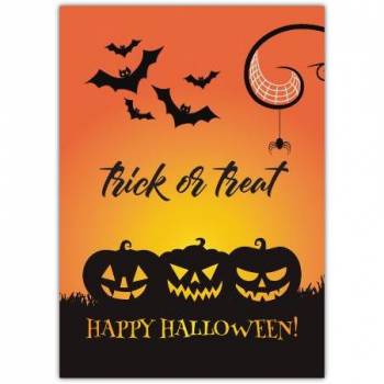 Trick Or Treat Happy Halloween Orange Card