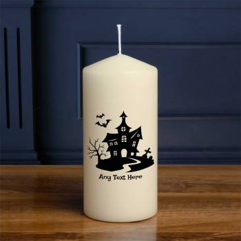 Haunted Castle Silhouette - Halloween Personalised Candle