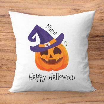 Pumpkin Witch Hat - Halloween Personalised Cushion Square