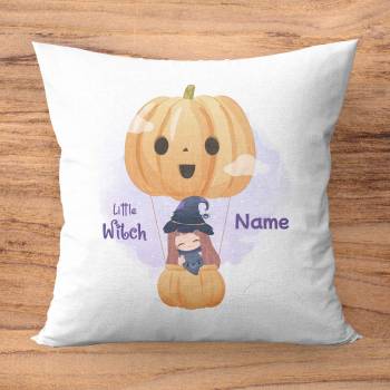 Little Witch Hot Air Balloon - Halloween Personalised Cushion Square