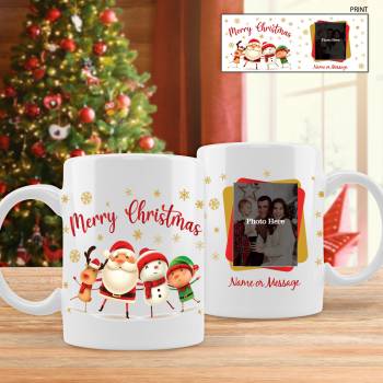 Photo and Message Christmas Mug Santa's Friends - Personalised Mug