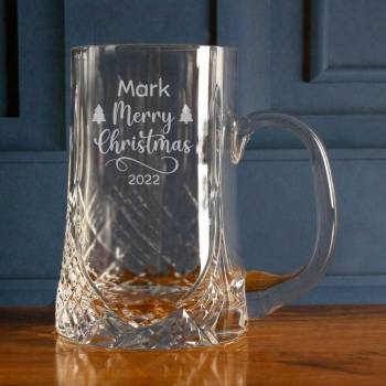 Merry Christmas- Personalised Stein Glass Crystal Tankard