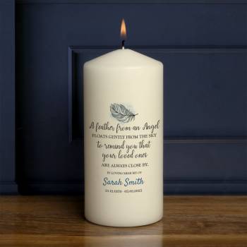 Memorial Poem A Feather From an Angel - Personalised Candle