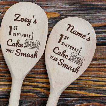 Any Name's 1st Birthday Cake Smash - Personalised Wooden Spoon