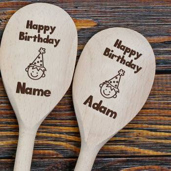 Any Name's Happy Birthday Boy - Personalised Wooden Spoon
