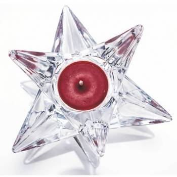 Star Glass T-Light Holder With Red T-Light - Newgrange Living