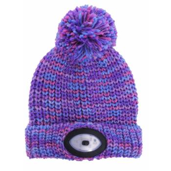 Kids Knitted Rechargeable LED Light Up Torch Hat - Purple