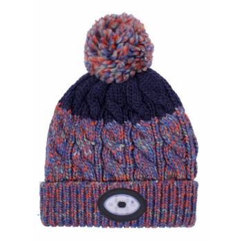 Kids Knitted Rechargeable LED Light Up Torch Hat - Navy