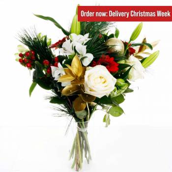 The Elegant Fresh Flowers Christmas Bouquet ( Order now: Delivery Christmas Week )
